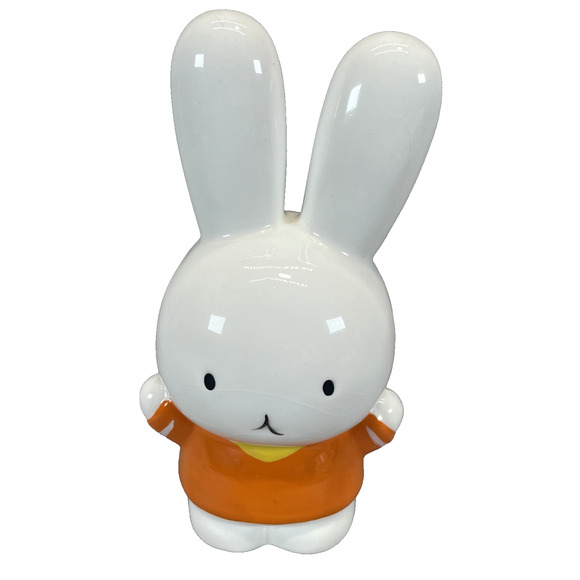 Miffy Hello Kitty Style Orange Shirt Bunny Kitschy Ceramic Piggy Bank No Stopper - Picture 1 of 4